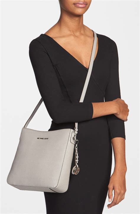 michael kors jet set large pearl grey|Michael Kors Jet Set Large Pocket MF Tote Saffiano Leather .